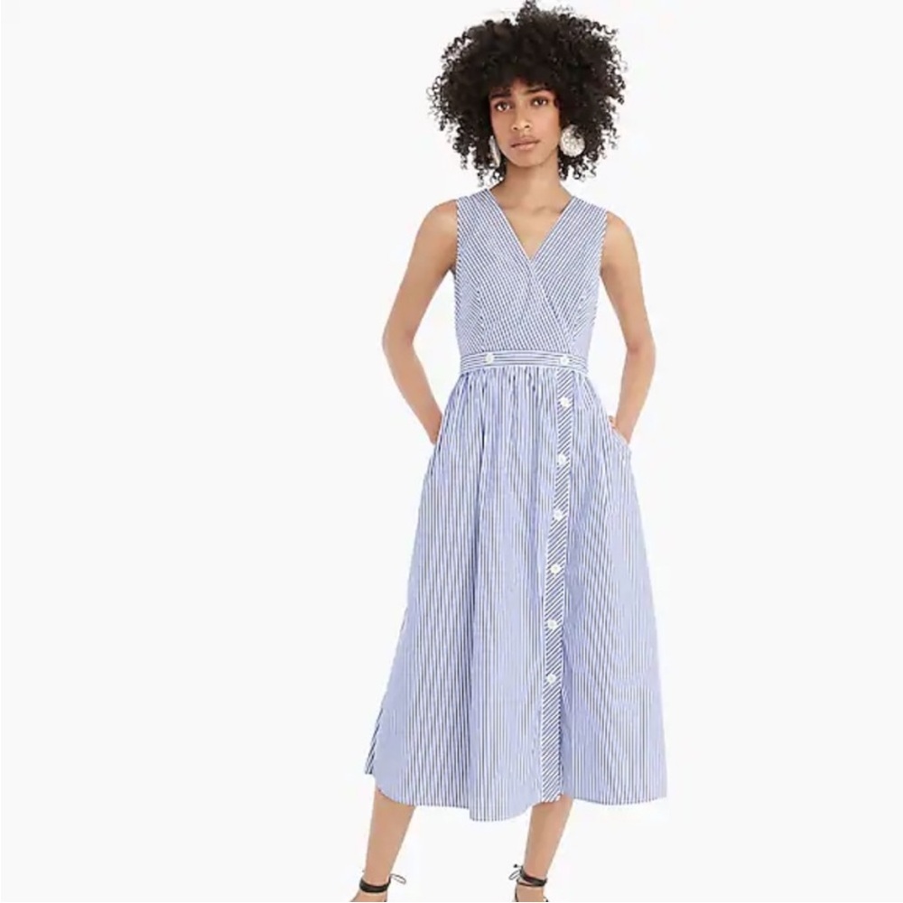 ☀️NWOT JCrew Blue Striped Sleeveless Midi Dress